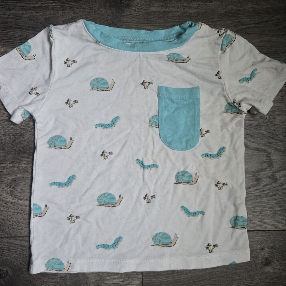 Kyte Baby Bamboo Pocket Tee 18-24M Snail Caterpillar Mushroom Short Sleeve Shirt